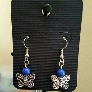 Blue Butterfly Dangle Earrings